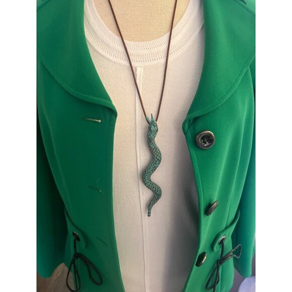 Robert Lee Morris Artwear 6” Verdigris Snake Necklace Vintage Leather SOHO 80s - Picture 8 of 8